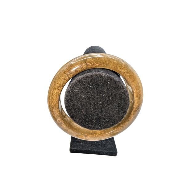 VTG Set of 2 Golden Shimmer Marbled Heavy (Nice Clank) Lucite Bangle Bracelets - Picture 6 of 9